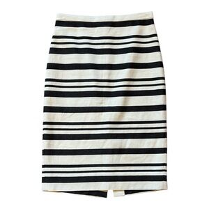 J. Crew Black and White Striped Pencil Skirt